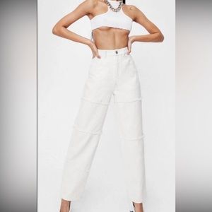 Nasty Gal cream Ecru Mom Jeans